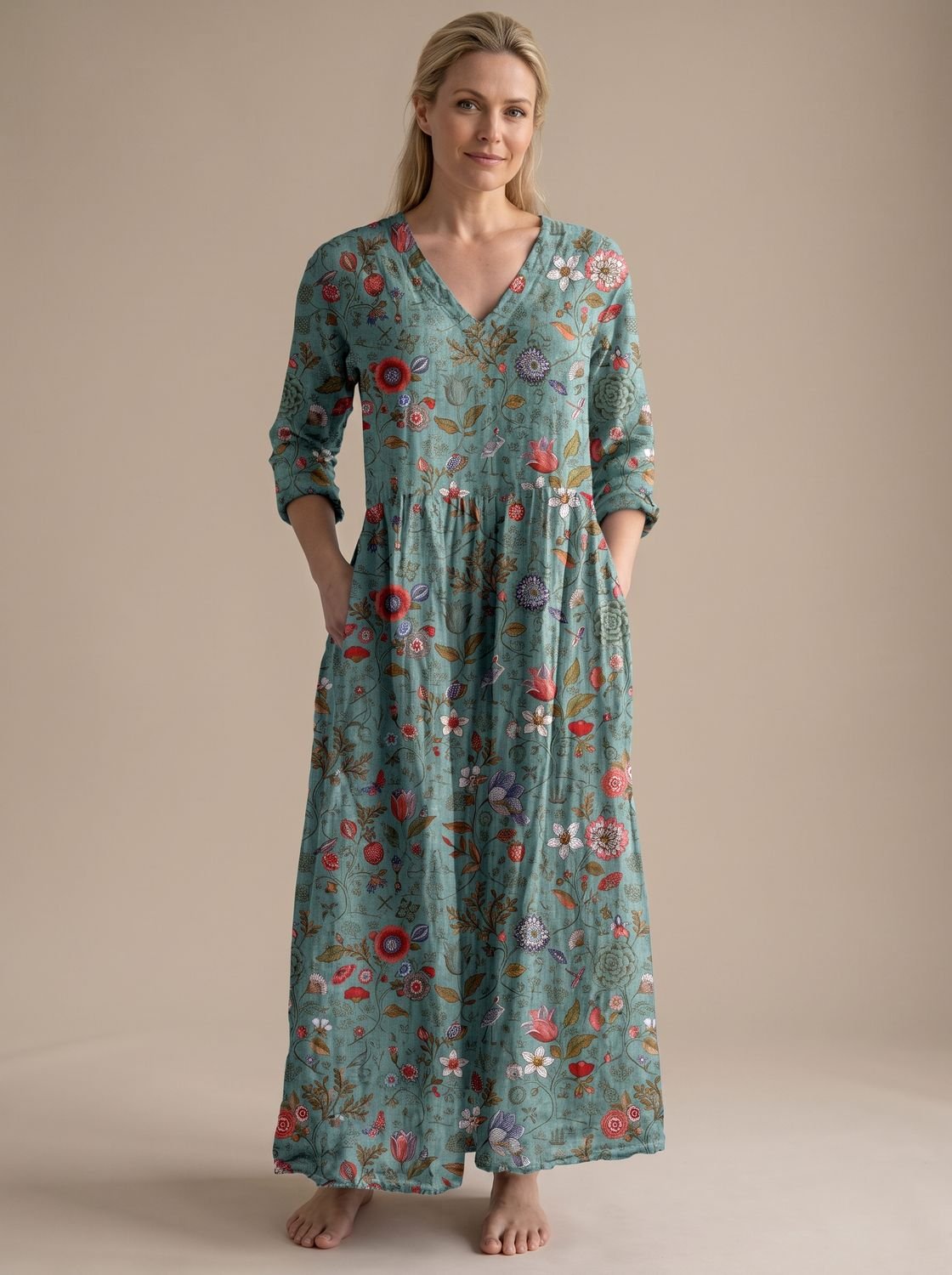Women's Floral Boho Midi Dress