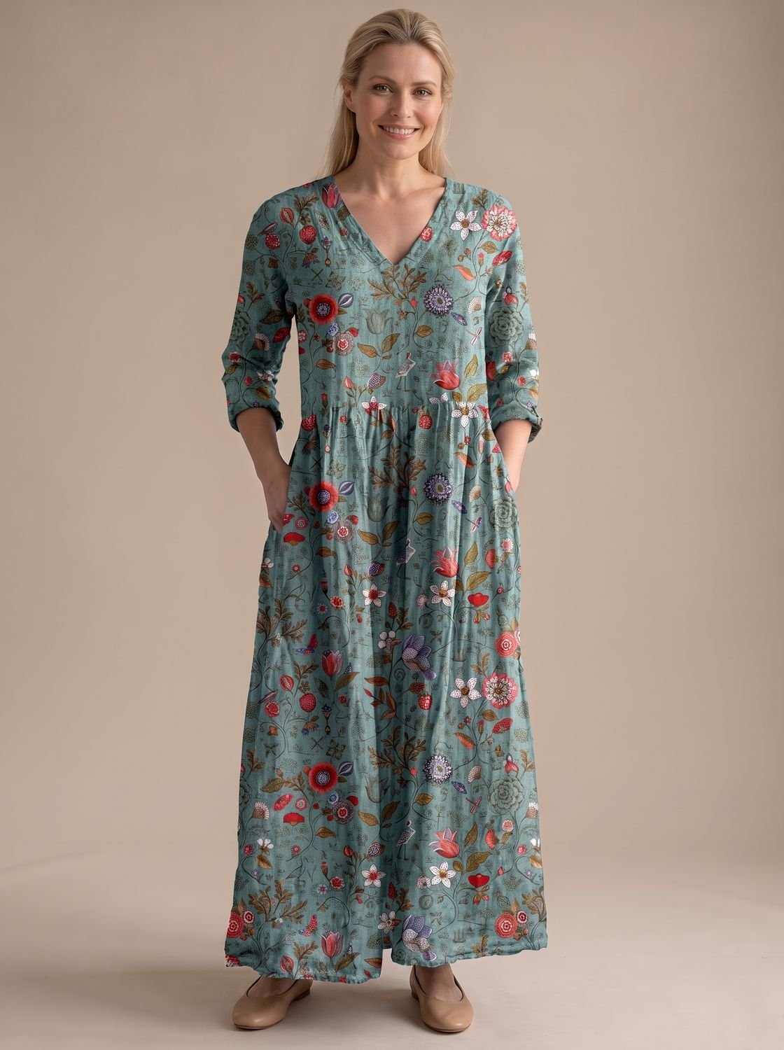 Women's Floral Boho Midi Dress
