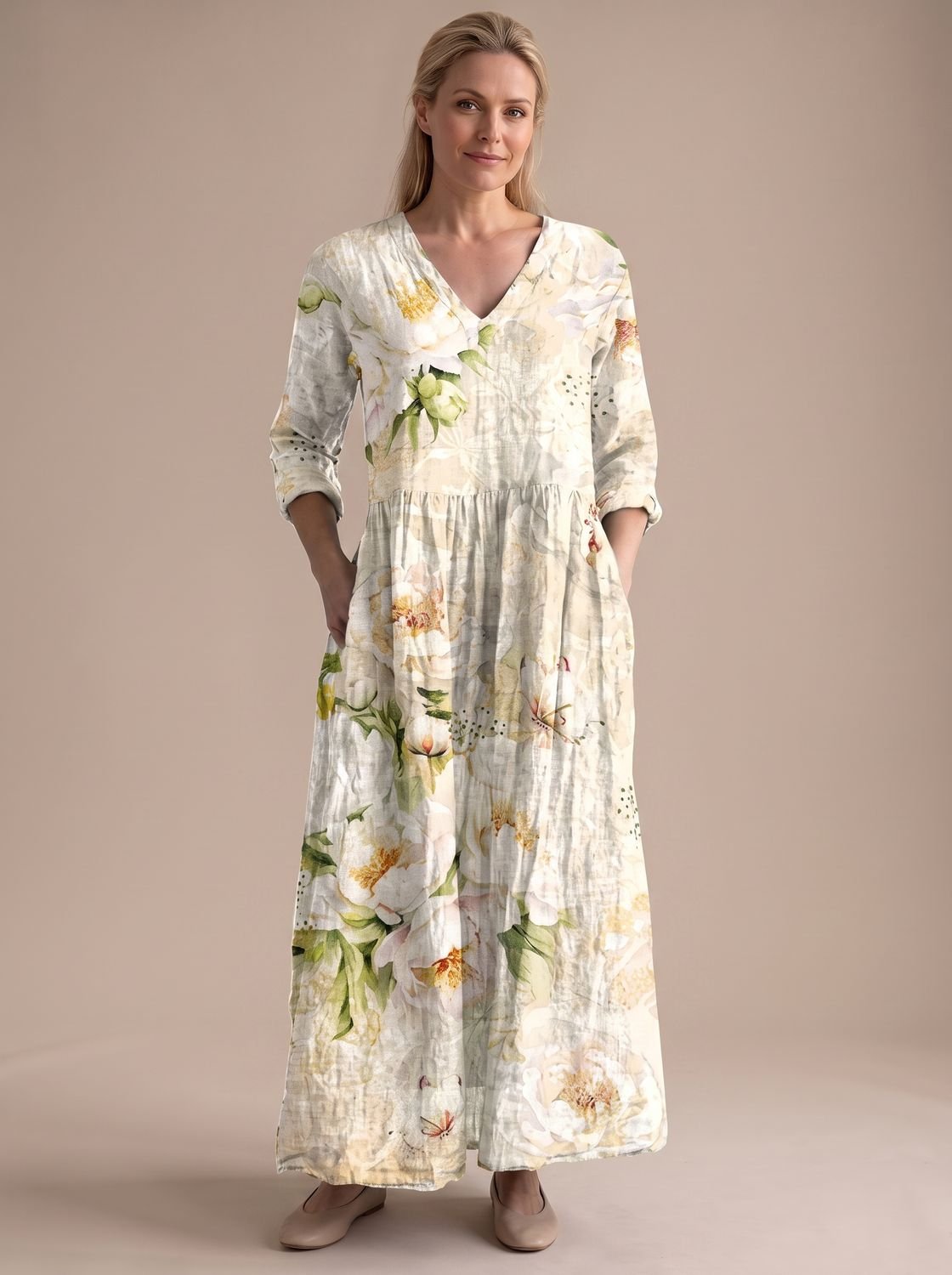 Women's Floral Boho Midi Dress