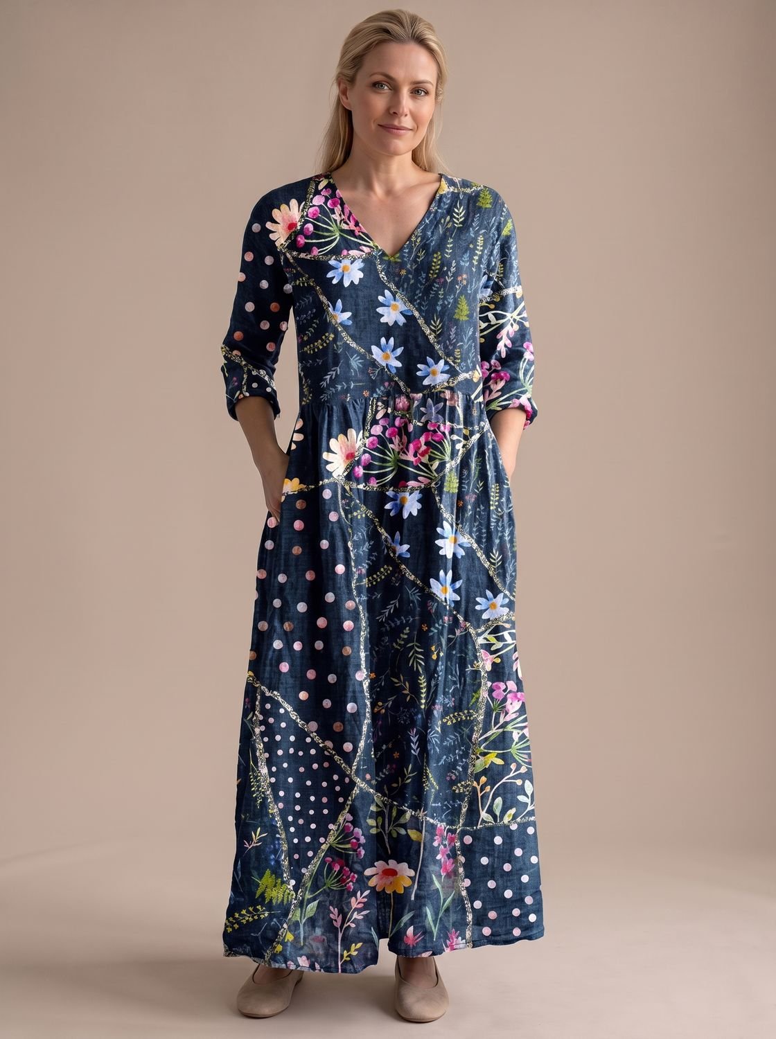 Women's Floral Boho Midi Dress