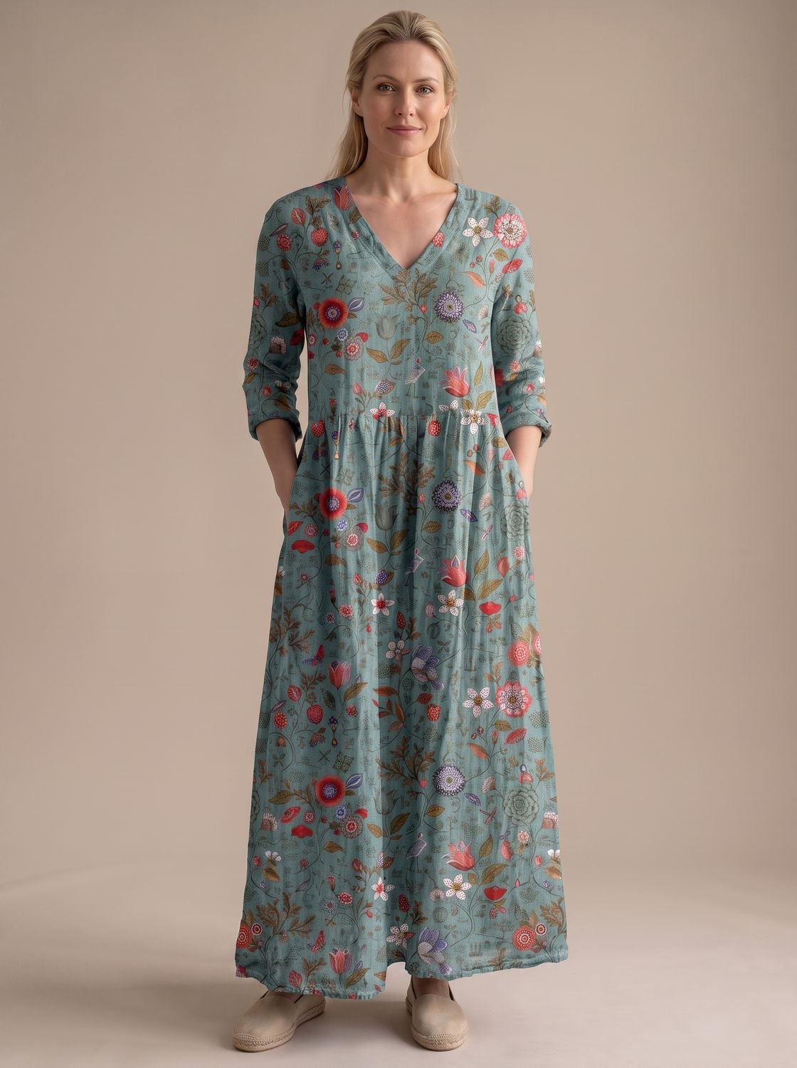 Women's Floral Boho Midi Dress