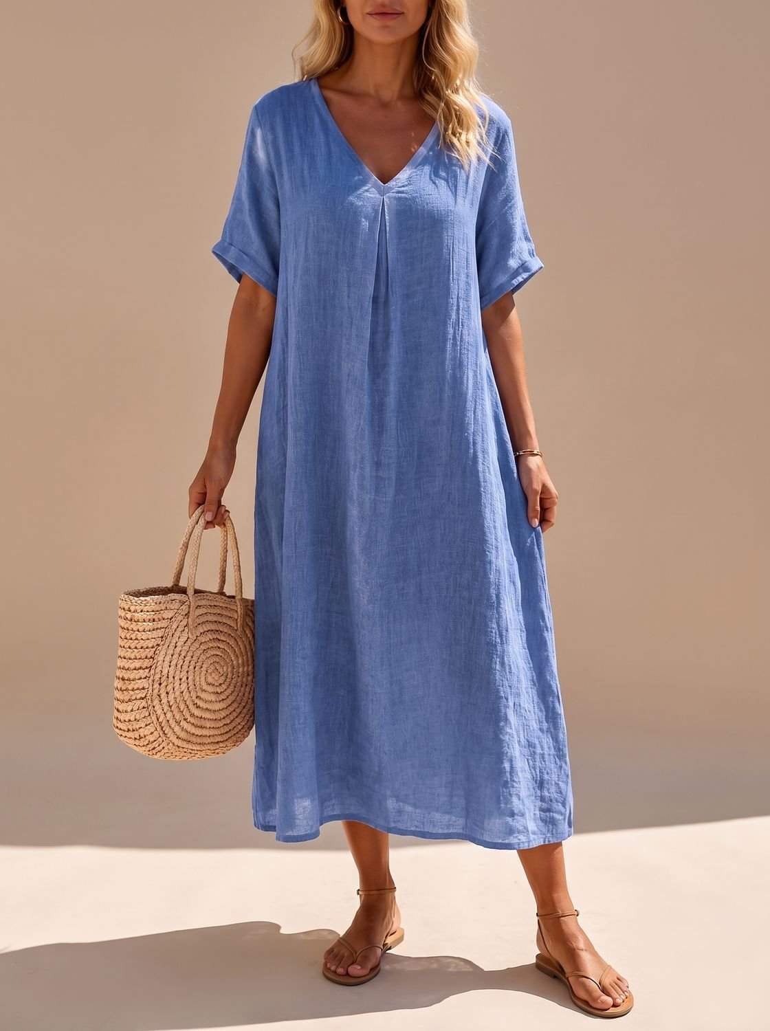 Women's Flowy Linen Maxi Dress