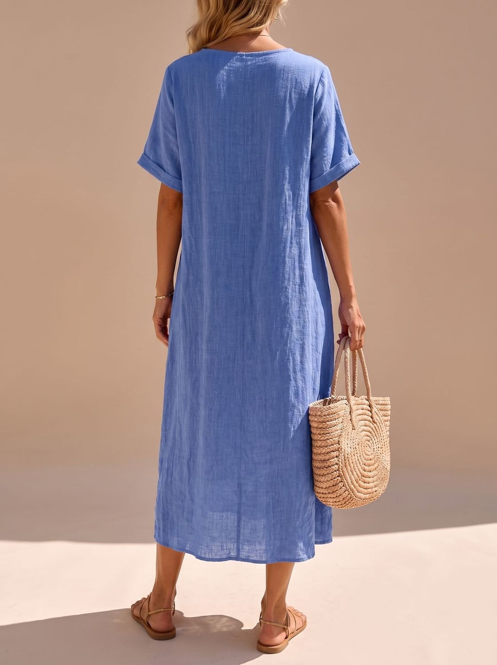 Women's Flowy Linen Maxi Dress