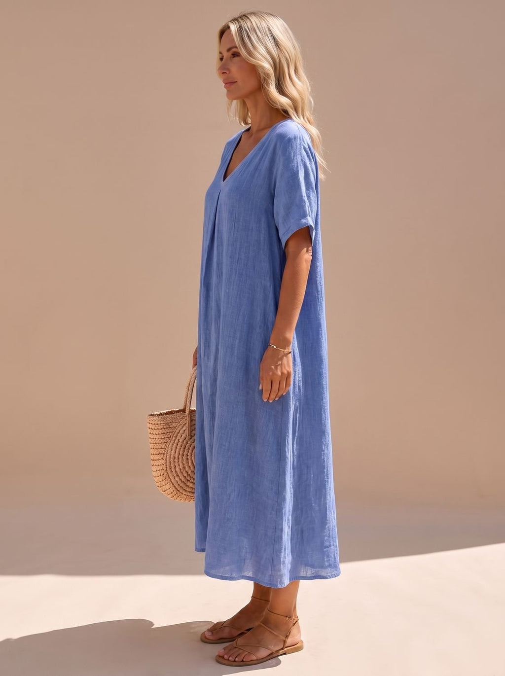 Women's Flowy Linen Maxi Dress