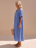 Women's Flowy Linen Maxi Dress