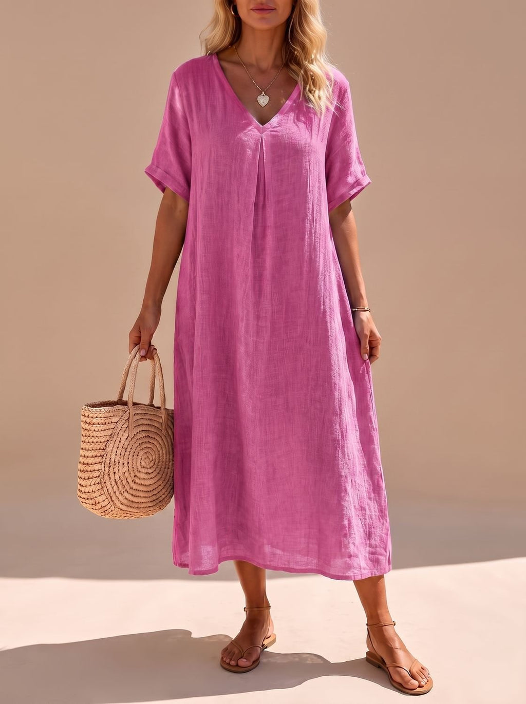 Women's Flowy Linen Maxi Dress