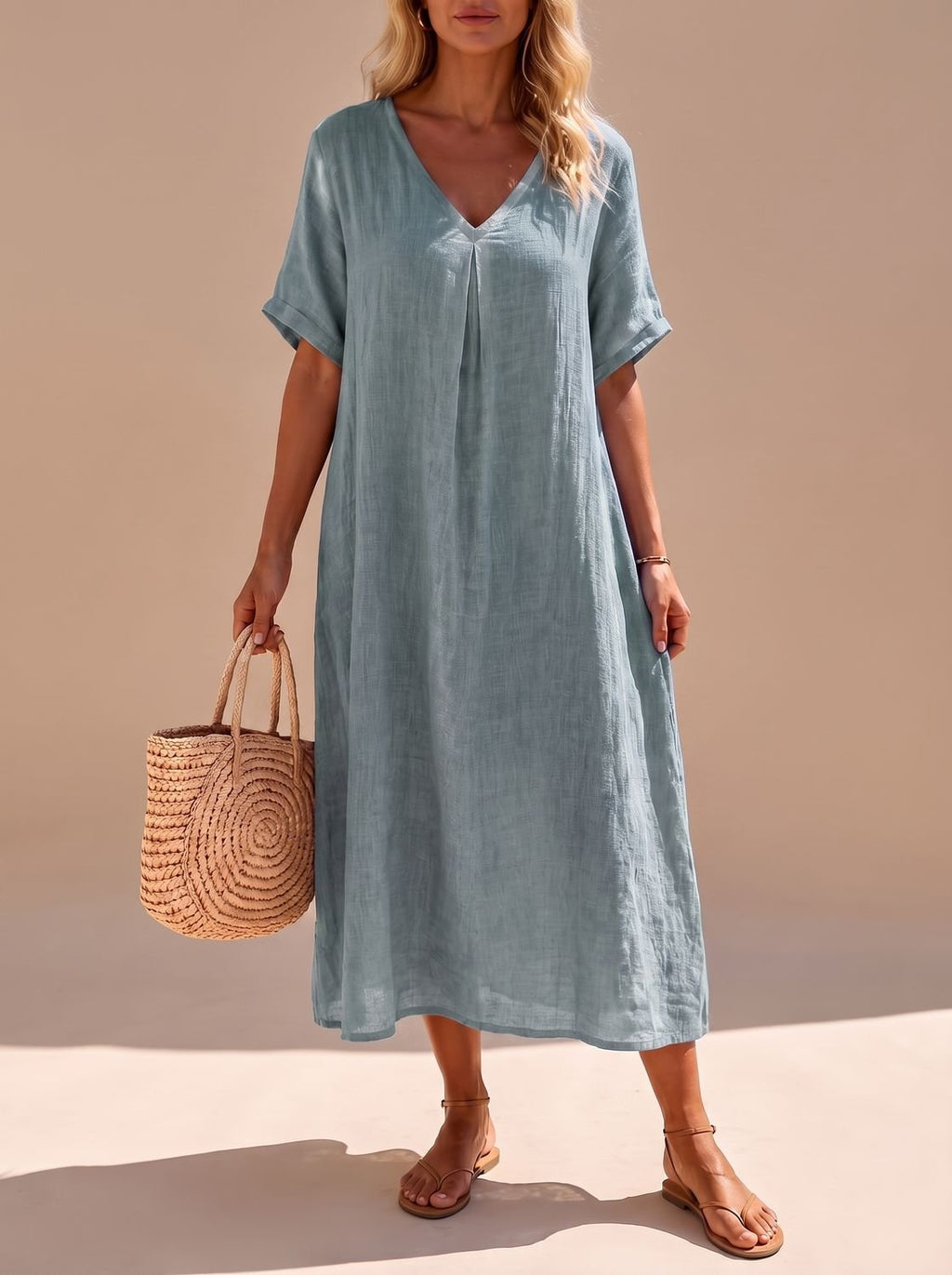 Women's Flowy Linen Maxi Dress