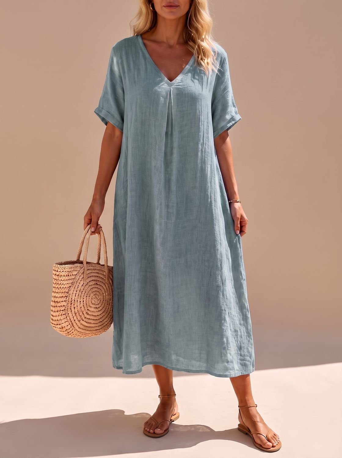 Women's Flowy Linen Maxi Dress