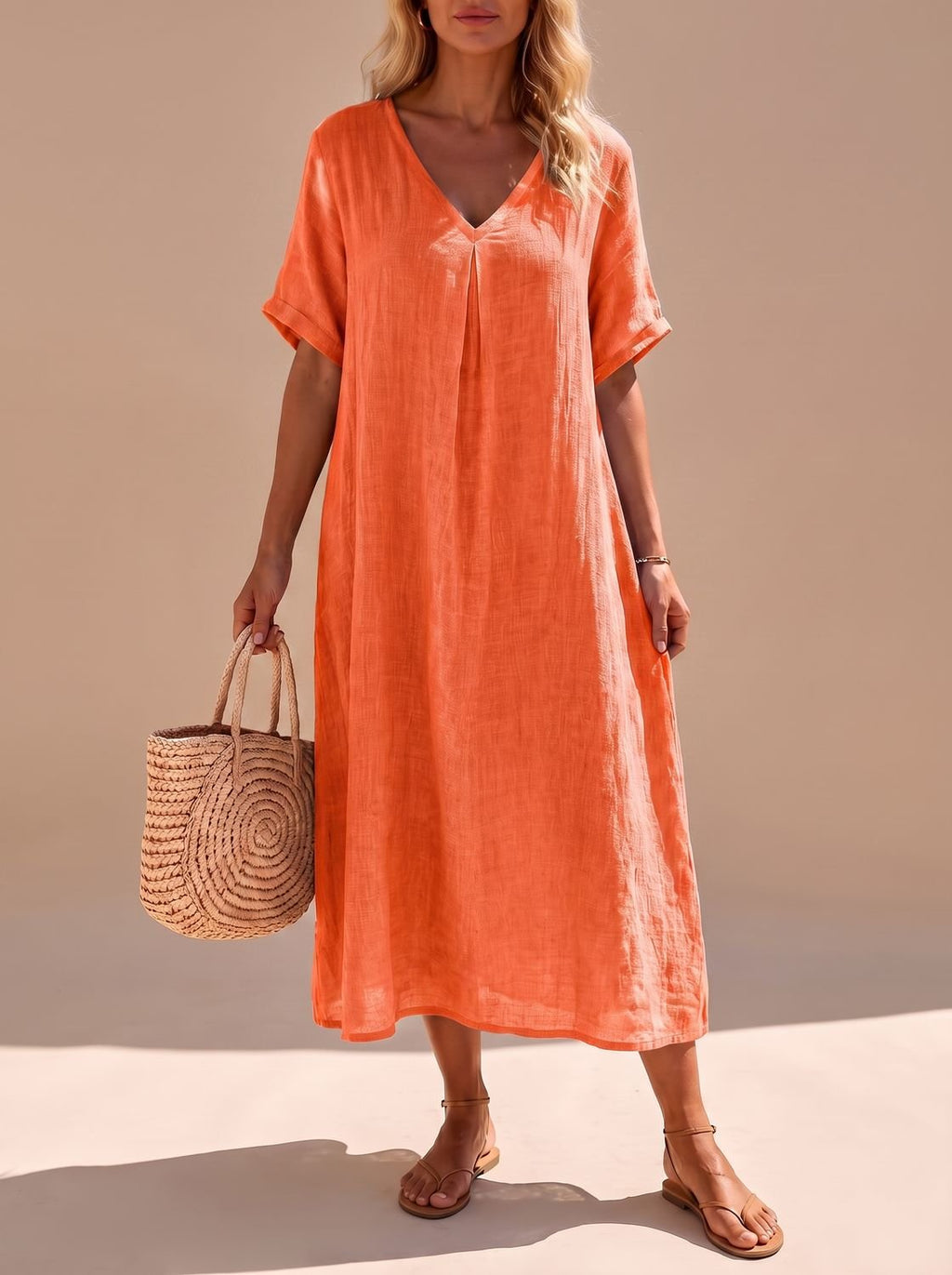 Women's Flowy Linen Maxi Dress