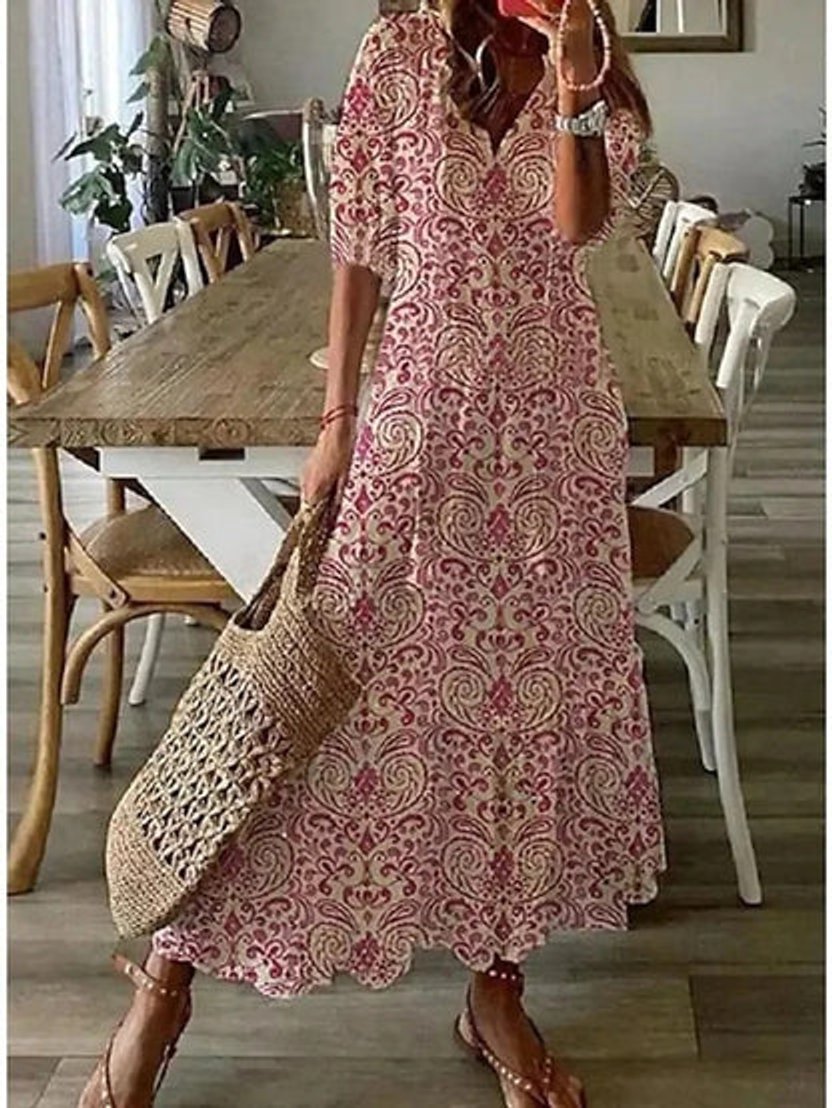Women's V-Neck Midi Dress
