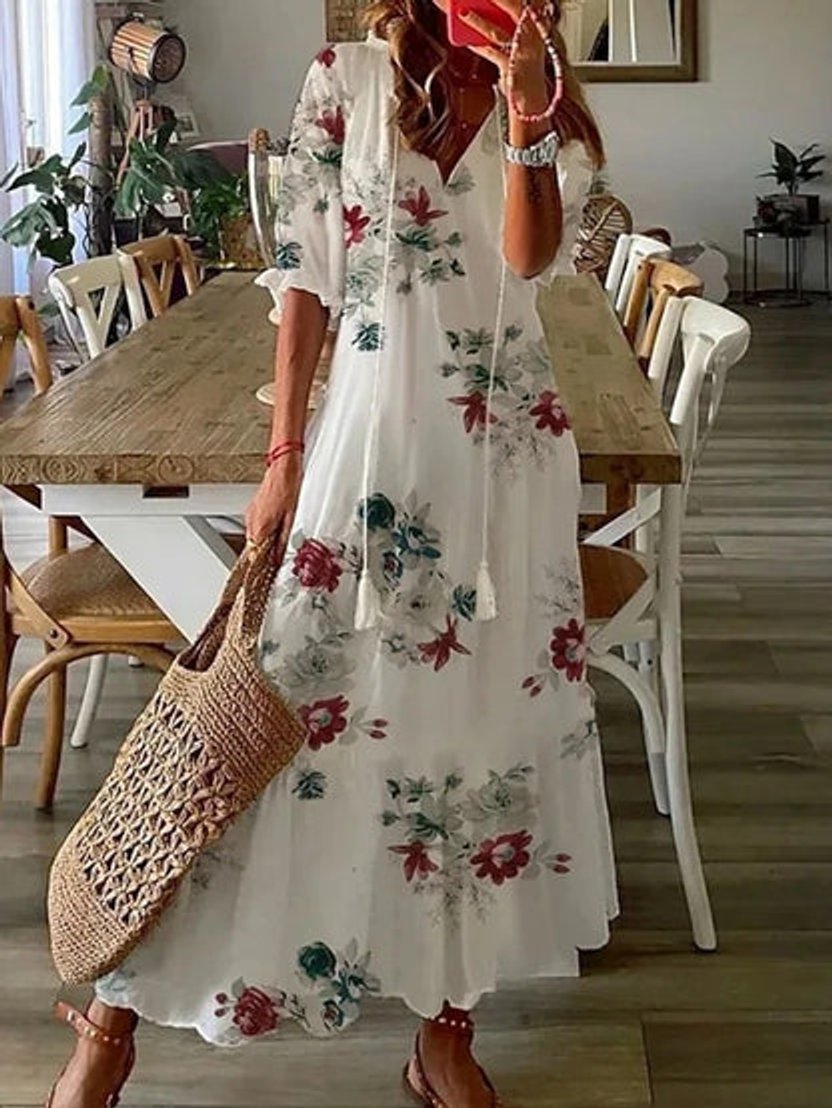 Women's V-Neck Midi Dress