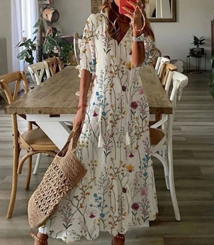 Women's V-Neck Midi Dress
