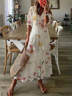 Women's V-Neck Midi Dress