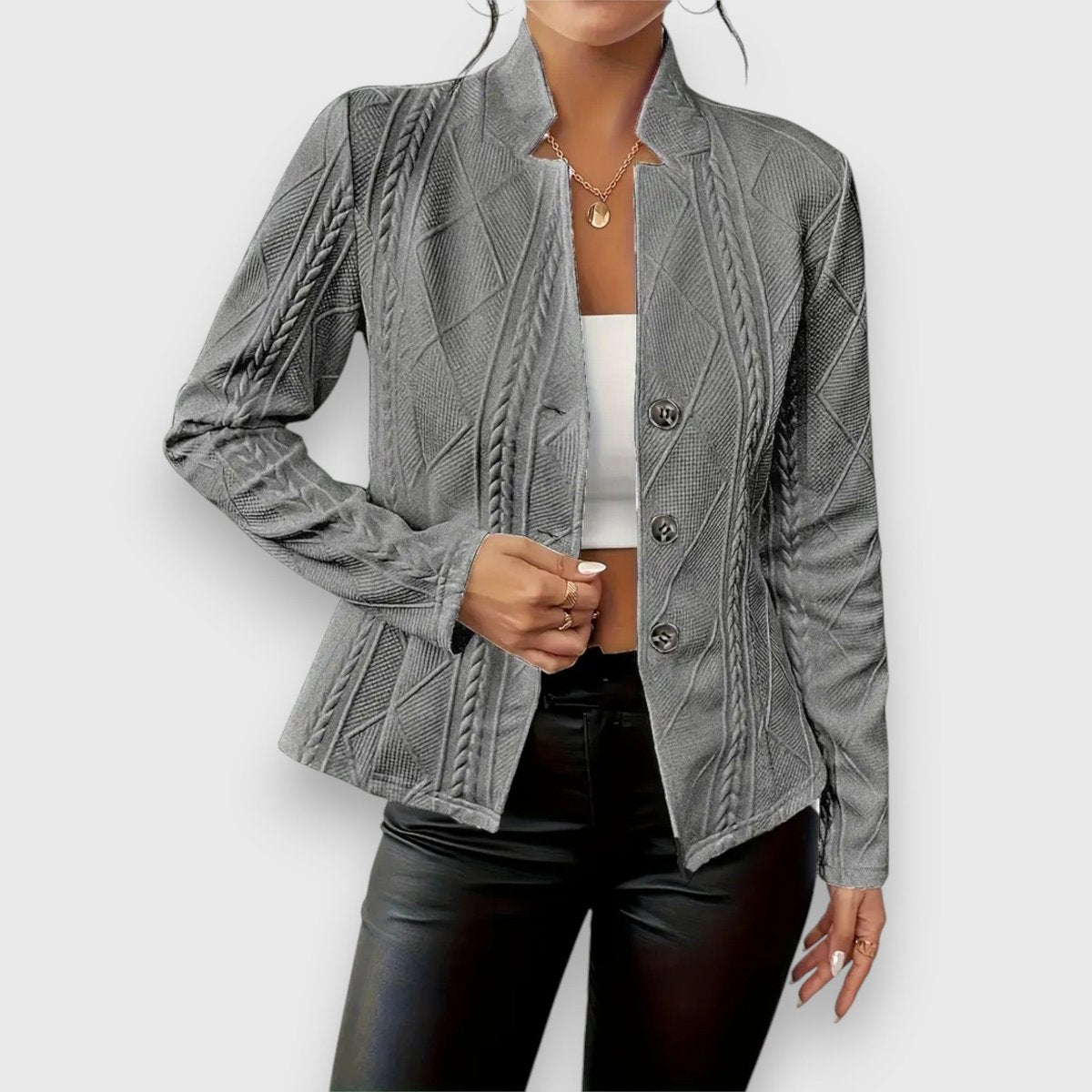 Women's Cable Knit Mock Neck Jumper
