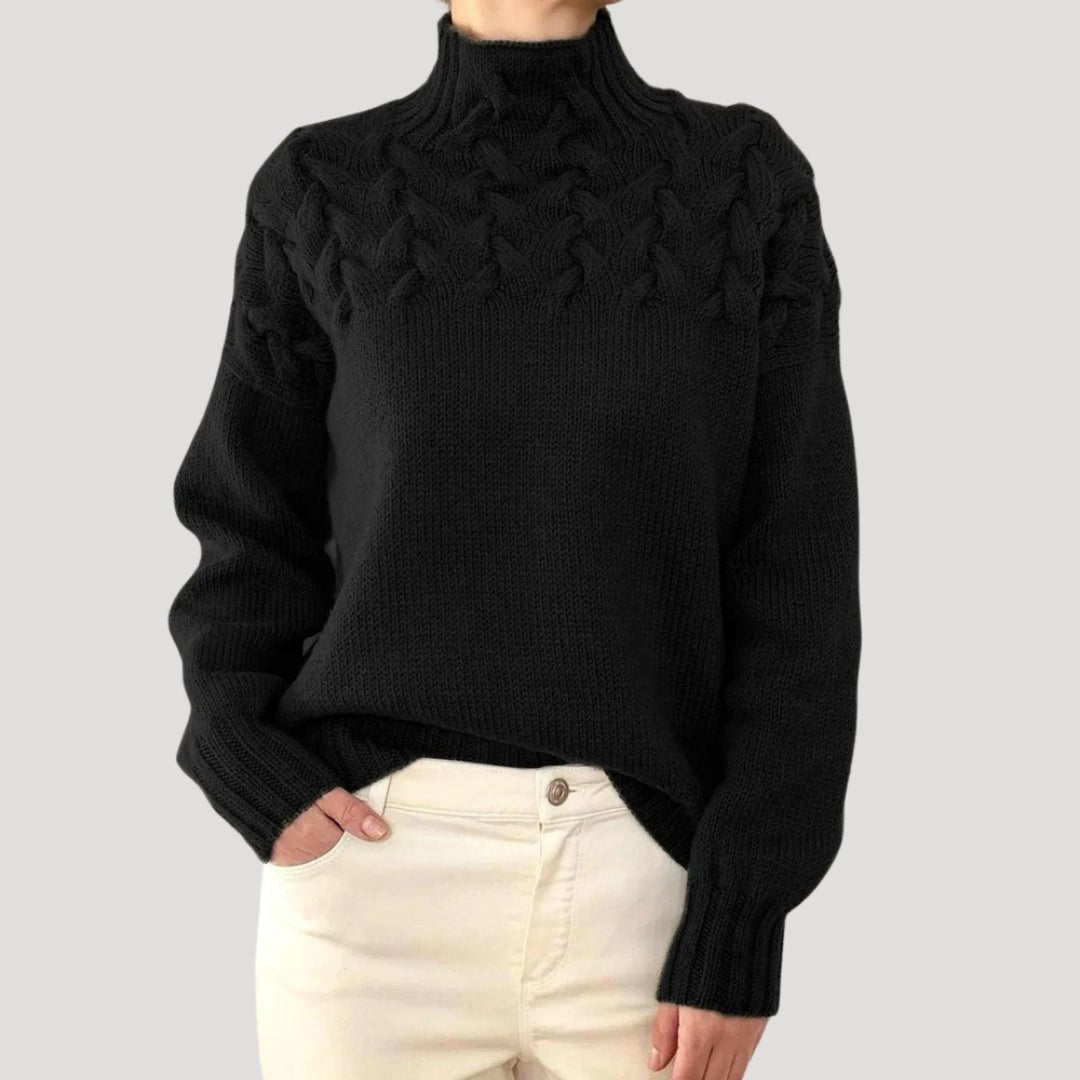 Women's Cable-Knit Roll Neck Jumper