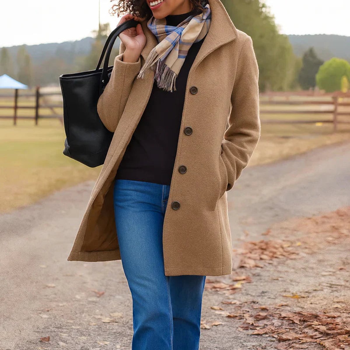Women's Single-Breasted Wool Overcoat