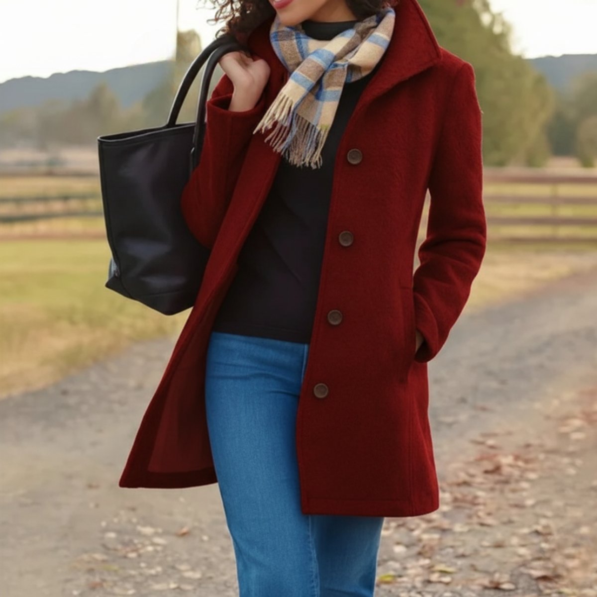 Women's Single-Breasted Wool Overcoat