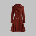Women's Pleated Double-Breasted Overcoat
