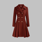 Women's Pleated Double-Breasted Overcoat