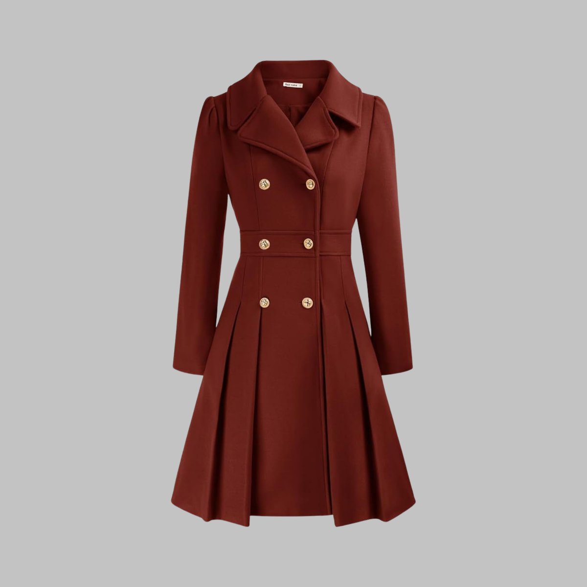 Women's Pleated Double-Breasted Overcoat