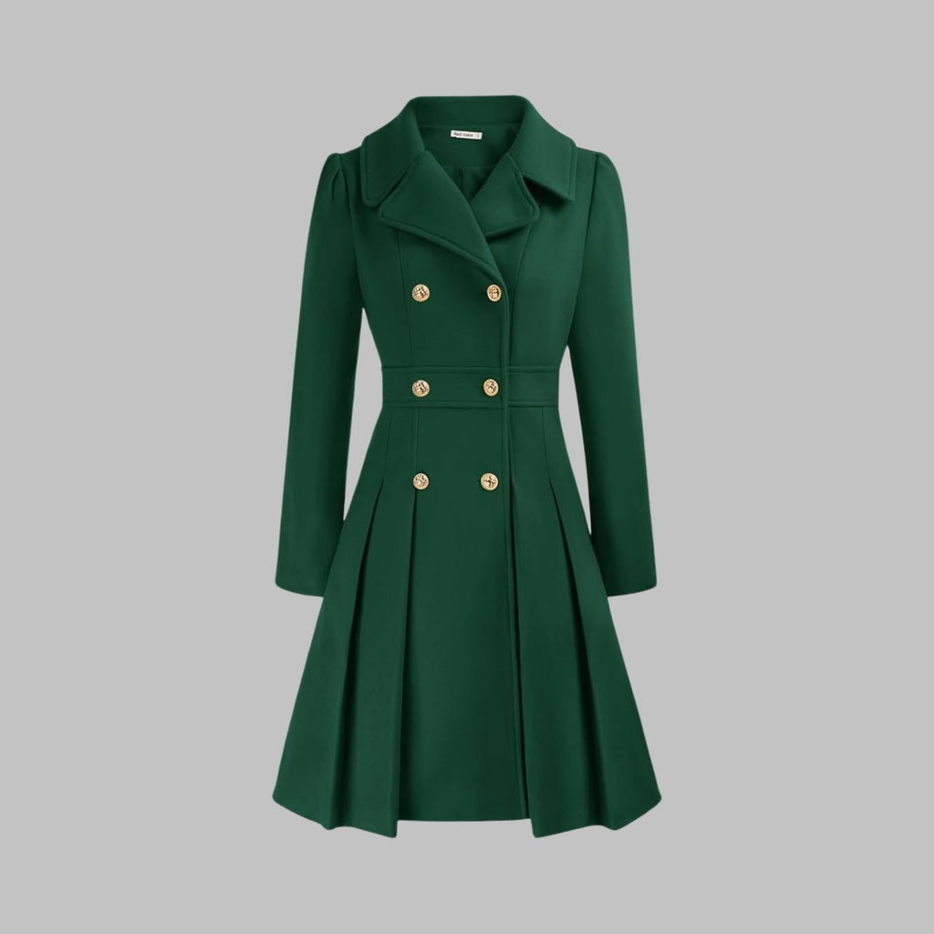 Women's Pleated Double-Breasted Overcoat