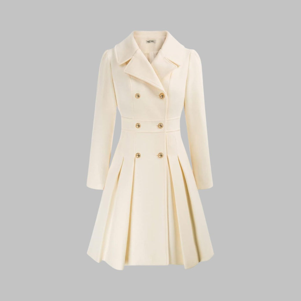 Women's Pleated Double-Breasted Overcoat