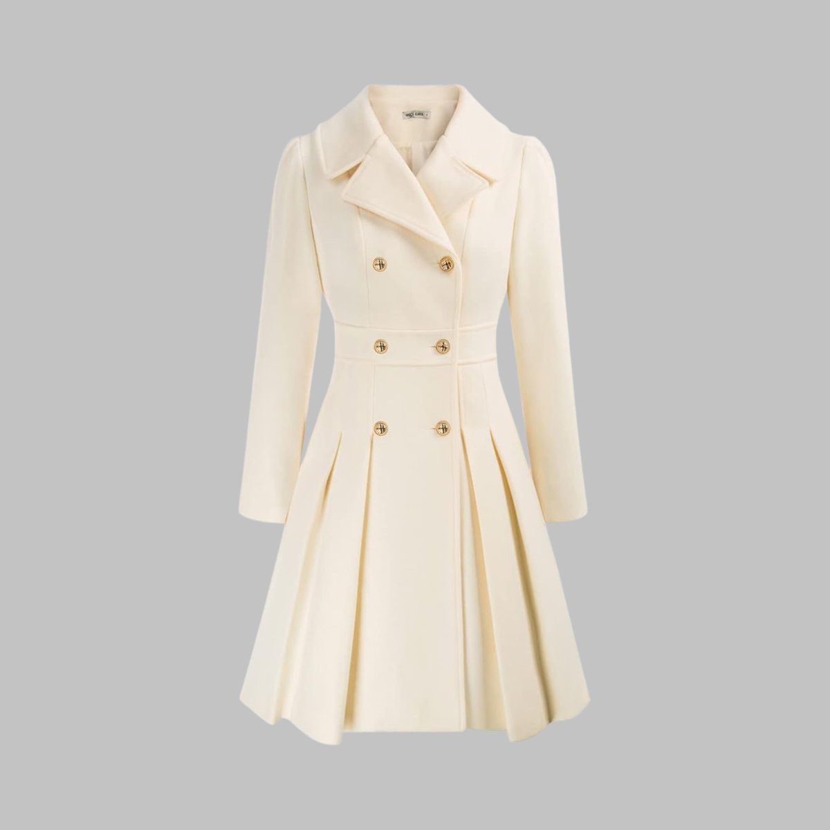 Women's Pleated Double-Breasted Overcoat