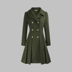 Women's Pleated Double-Breasted Overcoat