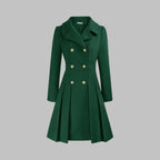 Women's Pleated Double-Breasted Overcoat