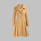 Women's Pleated Double-Breasted Overcoat