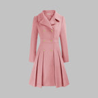 Women's Pleated Double-Breasted Overcoat