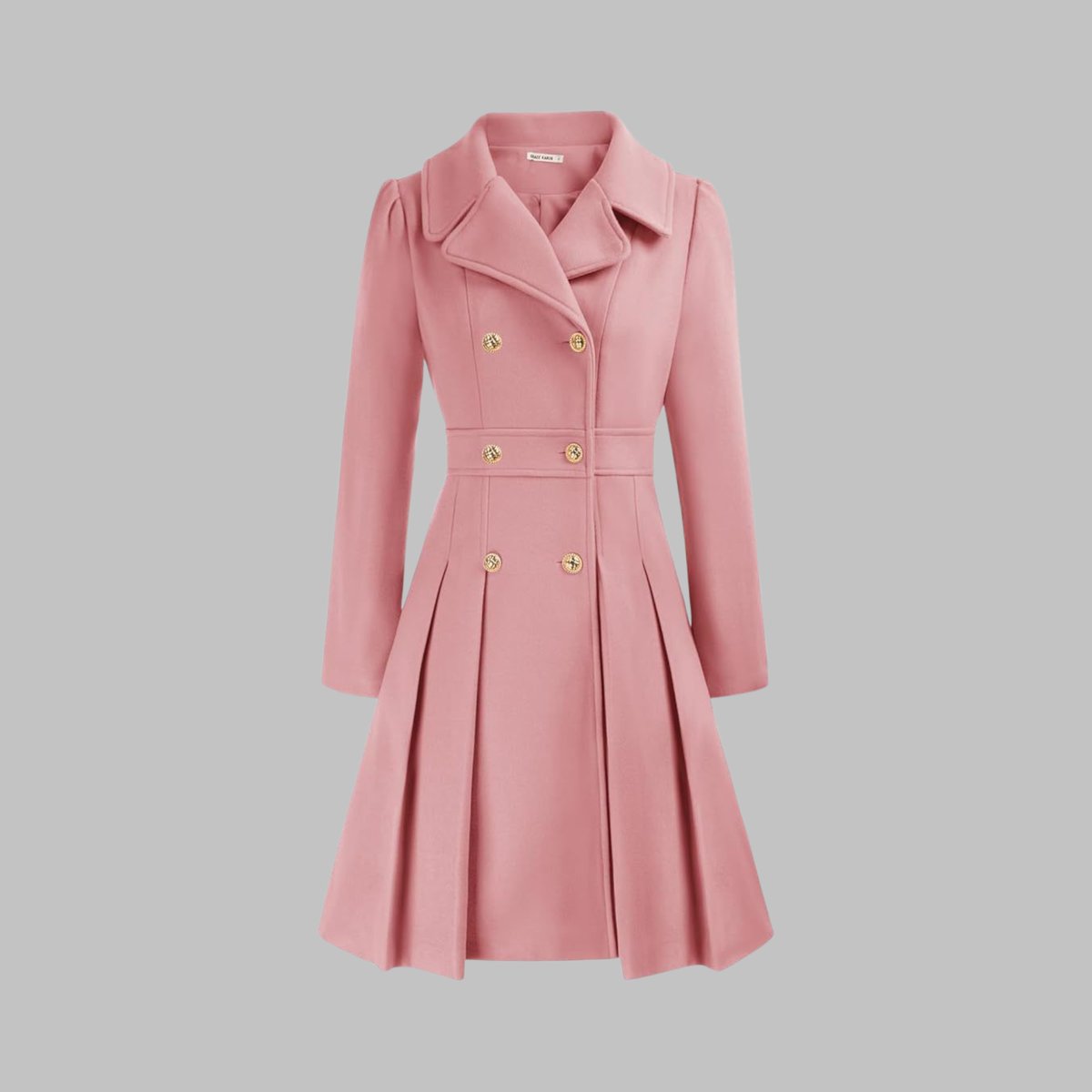 Women's Pleated Double-Breasted Overcoat