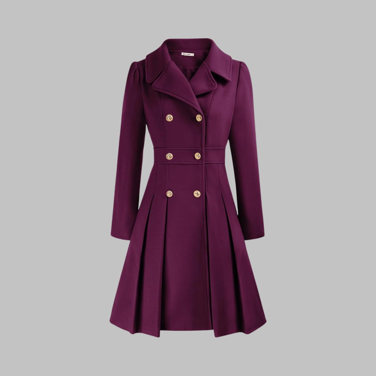Women's Pleated Double-Breasted Overcoat