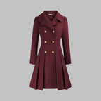 Women's Pleated Double-Breasted Overcoat