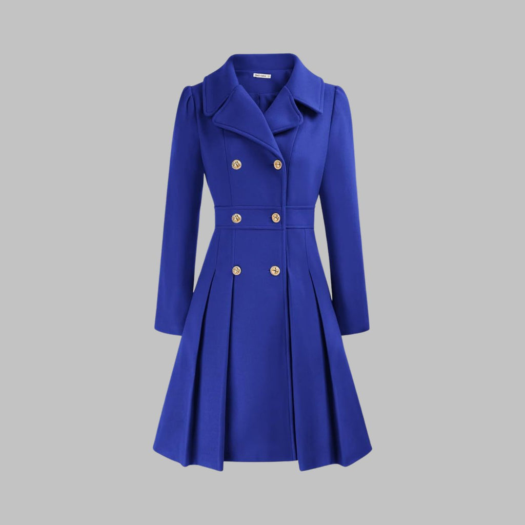 Women's Pleated Double-Breasted Overcoat