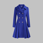 Women's Pleated Double-Breasted Overcoat