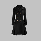 Women's Pleated Double-Breasted Overcoat