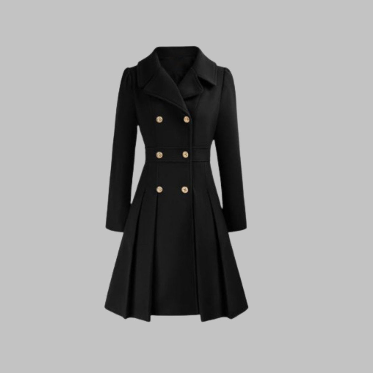 Women's Pleated Double-Breasted Overcoat