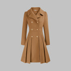 Women's Pleated Double-Breasted Overcoat