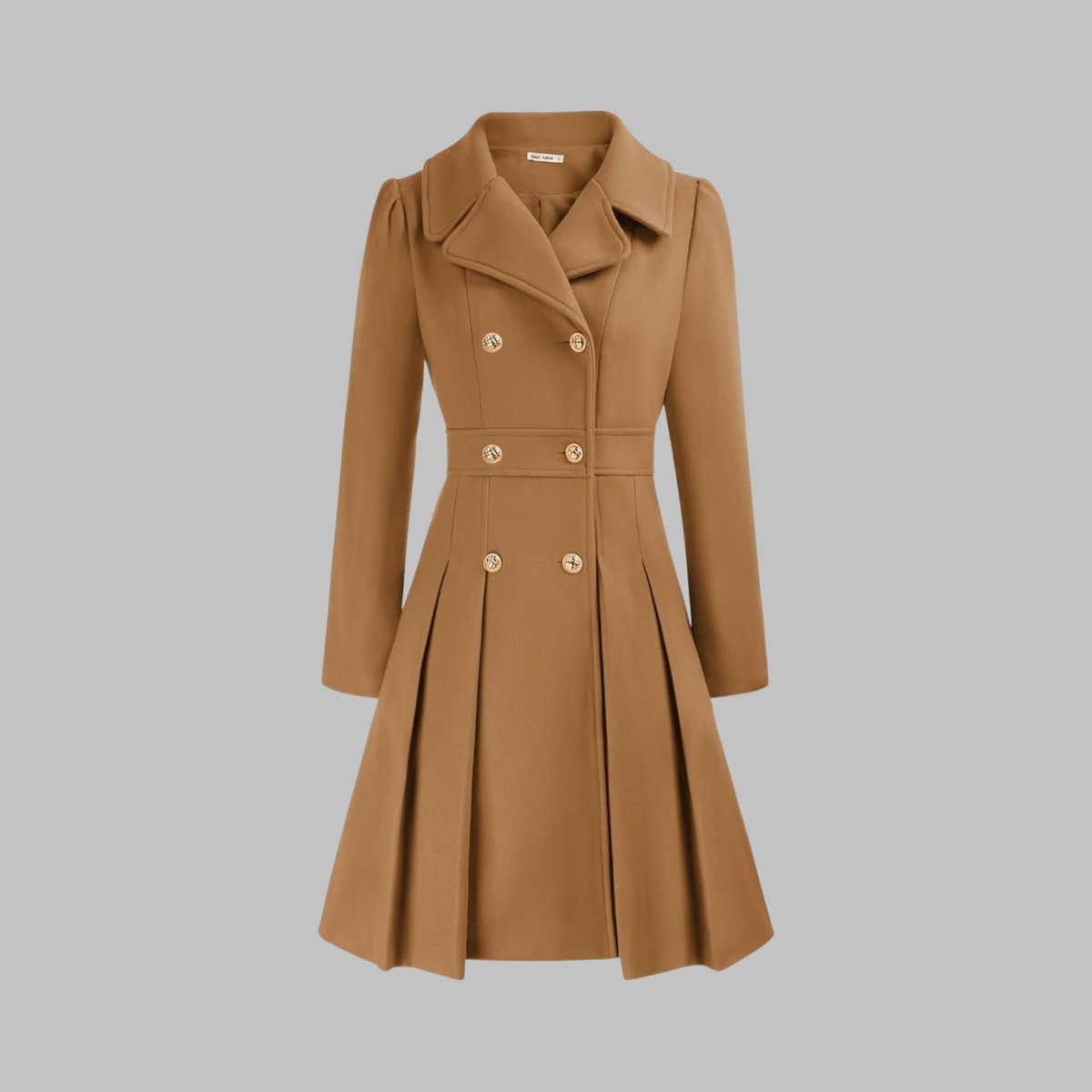 Women's Pleated Double-Breasted Overcoat