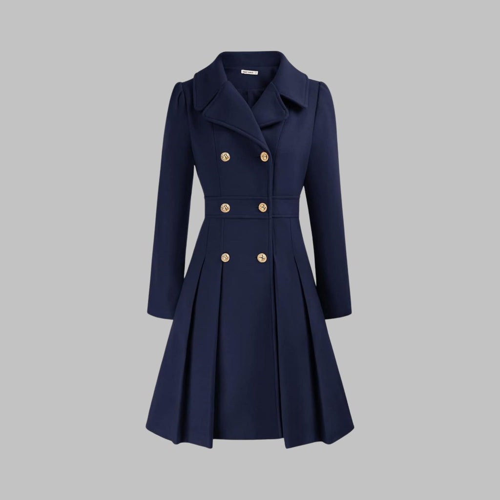 Women's Pleated Double-Breasted Overcoat