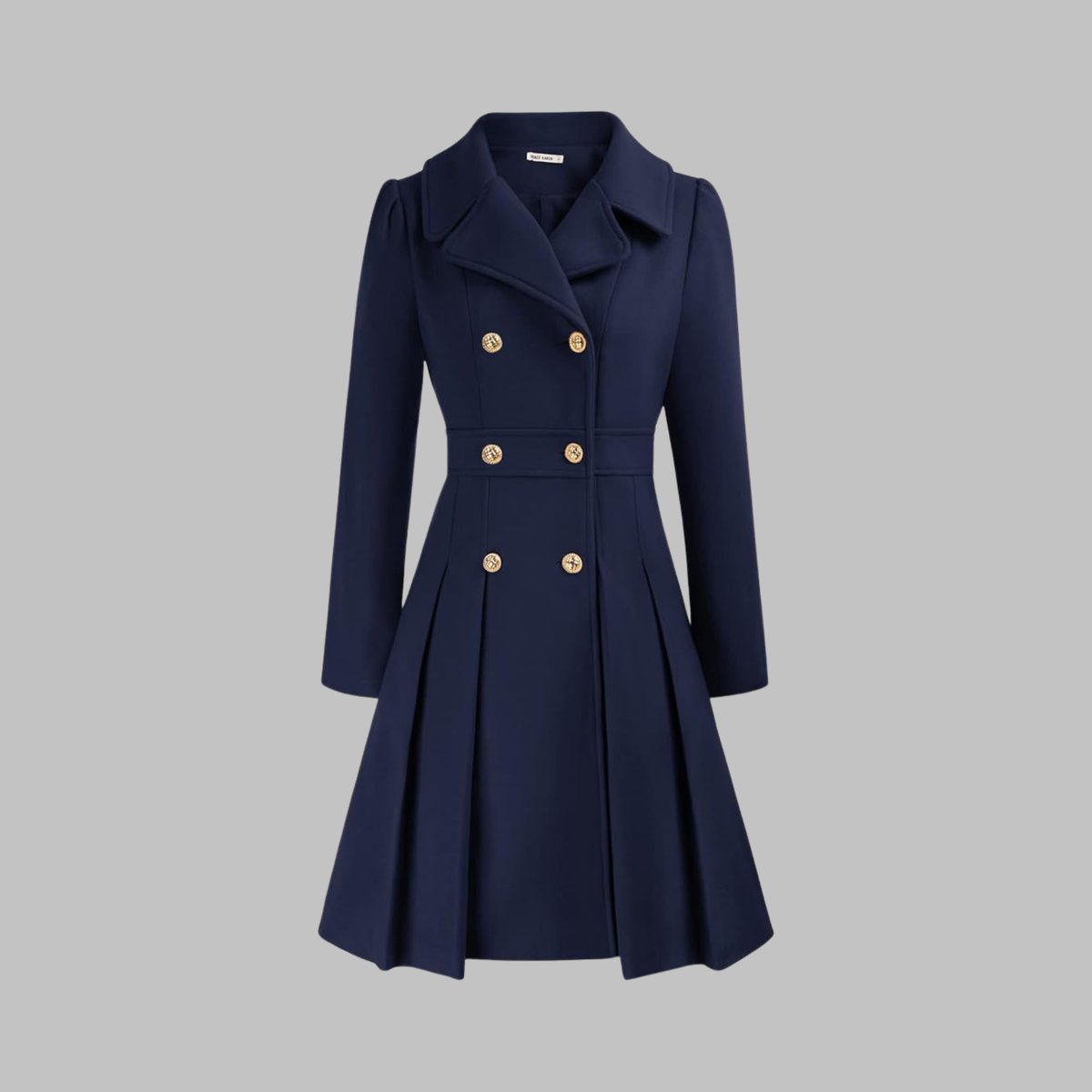 Women's Pleated Double-Breasted Overcoat