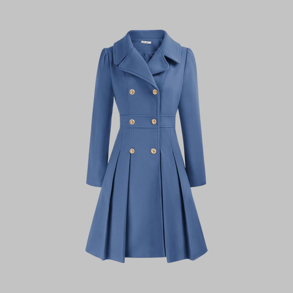 Women's Pleated Double-Breasted Overcoat