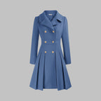 Women's Pleated Double-Breasted Overcoat