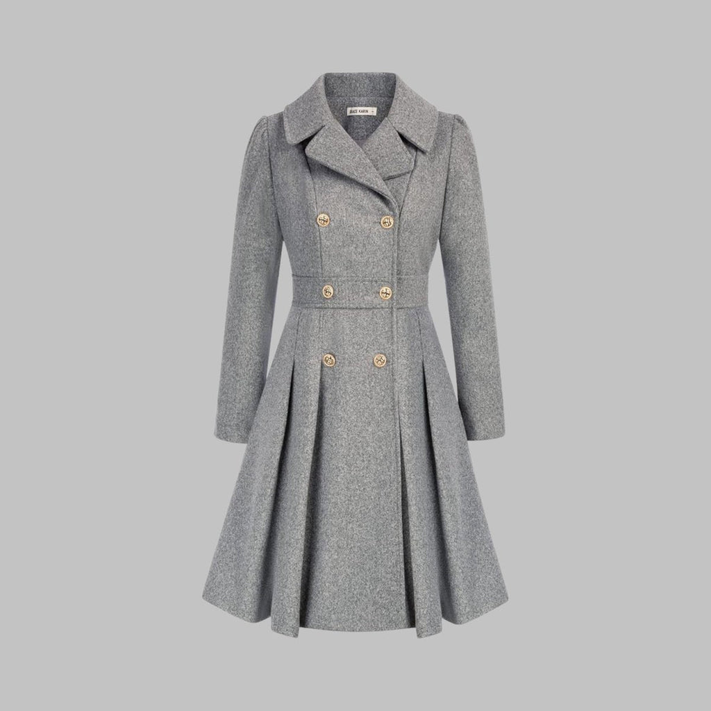 Women's Pleated Double-Breasted Overcoat