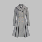 Women's Pleated Double-Breasted Overcoat