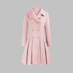 Women's Pleated Double-Breasted Overcoat