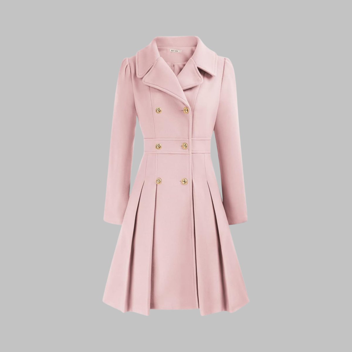 Women's Pleated Double-Breasted Overcoat