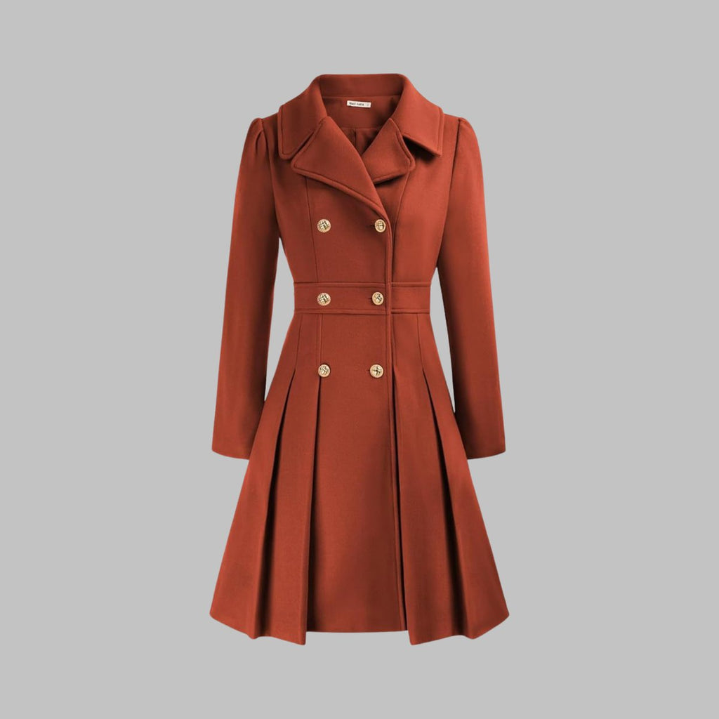 Women's Pleated Double-Breasted Overcoat