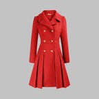 Women's Pleated Double-Breasted Overcoat